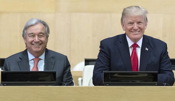 United Nations Secretary-General Antonio Guterres (left) and US President Donald Trump pose for a photo prior to a high-level UN reform meeting at the UN headquarters in New York, Sept 18, 2017. (Photo/Xinhua) United Nations Secretary-General Antonio Guterres (left) and US President Donald Trump pose for a photo prior to a high-level UN reform meeting at the UN headquarters in New York, Sept 18, 2017. (Photo/Xinhua)