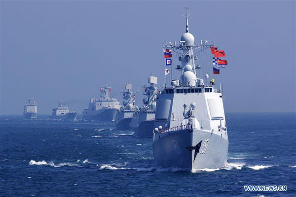 Chinese officers and soldiers waves to say goodbye to Russian fleet during a China-Russia naval joint drill at sea off south China's Guangdong province, Sept 19, 2016. (Photo/Xinhua) Chinese officers and soldiers waves to say goodbye to Russian fleet during a China-Russia naval joint drill at sea off south China's Guangdong province, Sept 19, 2016. (Photo/Xinhua)