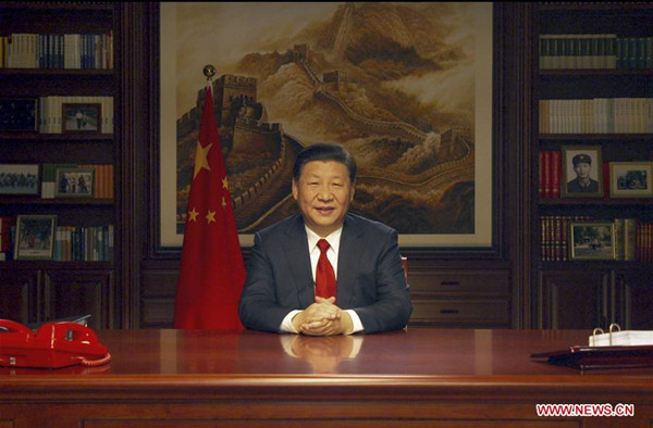 Chinese President Xi Jinping delivers a New Year speech to extend New Year greetings to all Chinese, and best wishes to friends all over the world, in Beijing, capital of China, Dec. 31, 2017. (Xinhua) Chinese President Xi Jinping delivers a New Year speech to extend New Year greetings to all Chinese, and best wishes to friends all over the world, in Beijing, capital of China, Dec. 31, 2017. (Xinhua)